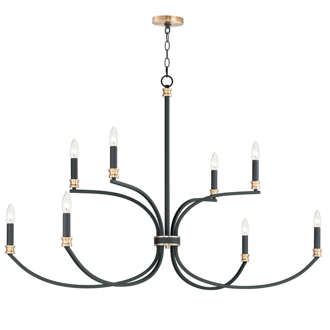 11378BKAB - 8 Light Charlton 48" Chandelier - Black / Antique Brass