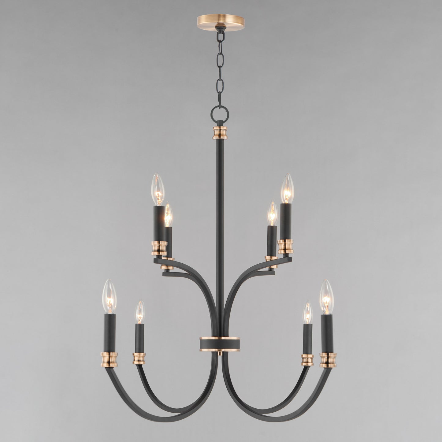 11378BKAB - 8 Light Charlton 48" Chandelier - Black / Antique Brass
