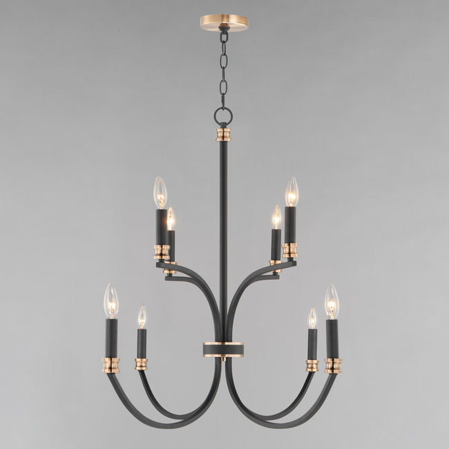 11378BKAB - 8 Light Charlton 48" Chandelier - Black / Antique Brass