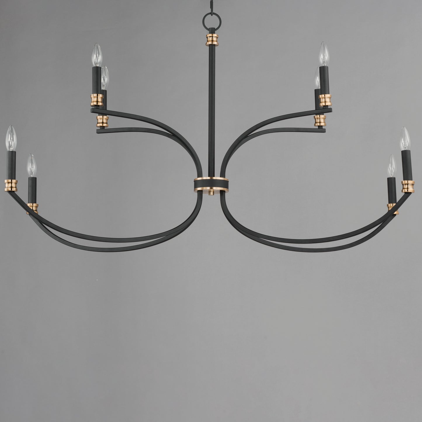11378BKAB - 8 Light Charlton 48" Chandelier - Black / Antique Brass