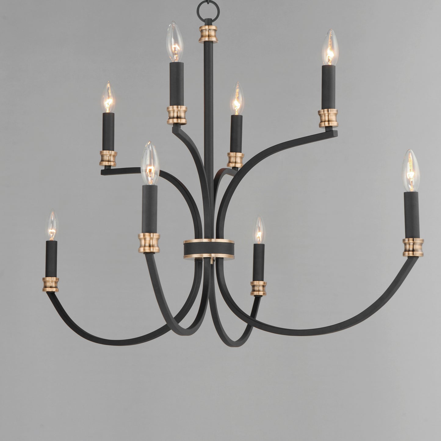 11378BKAB - 8 Light Charlton 48" Chandelier - Black / Antique Brass