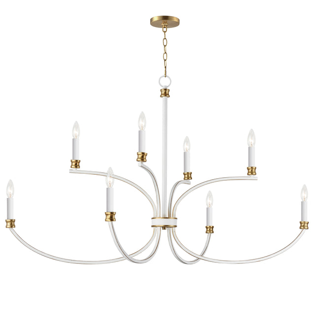 11378WWTGL - 8 Light Charlton 48" Chandelier - Weathered White/Gold Leaf