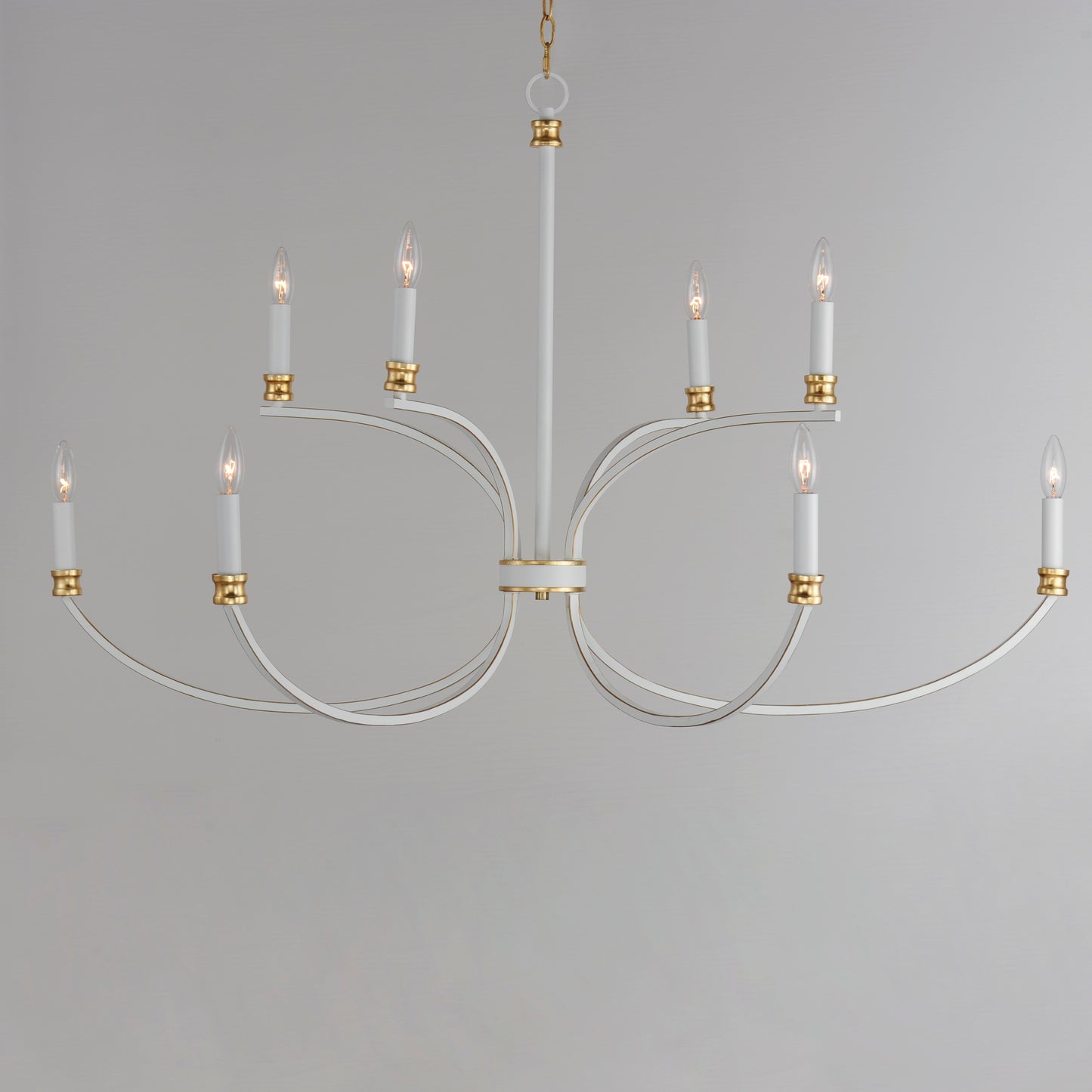 11378WWTGL - 8 Light Charlton 48" Chandelier - Weathered White/Gold Leaf