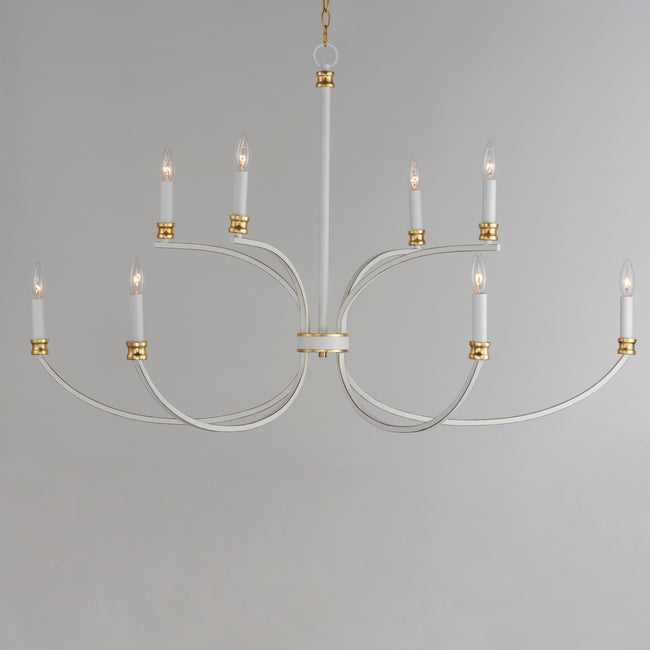11378WWTGL - 8 Light Charlton 48" Chandelier - Weathered White/Gold Leaf
