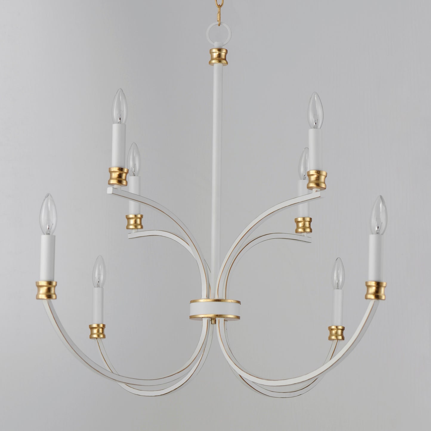 11378WWTGL - 8 Light Charlton 48" Chandelier - Weathered White/Gold Leaf