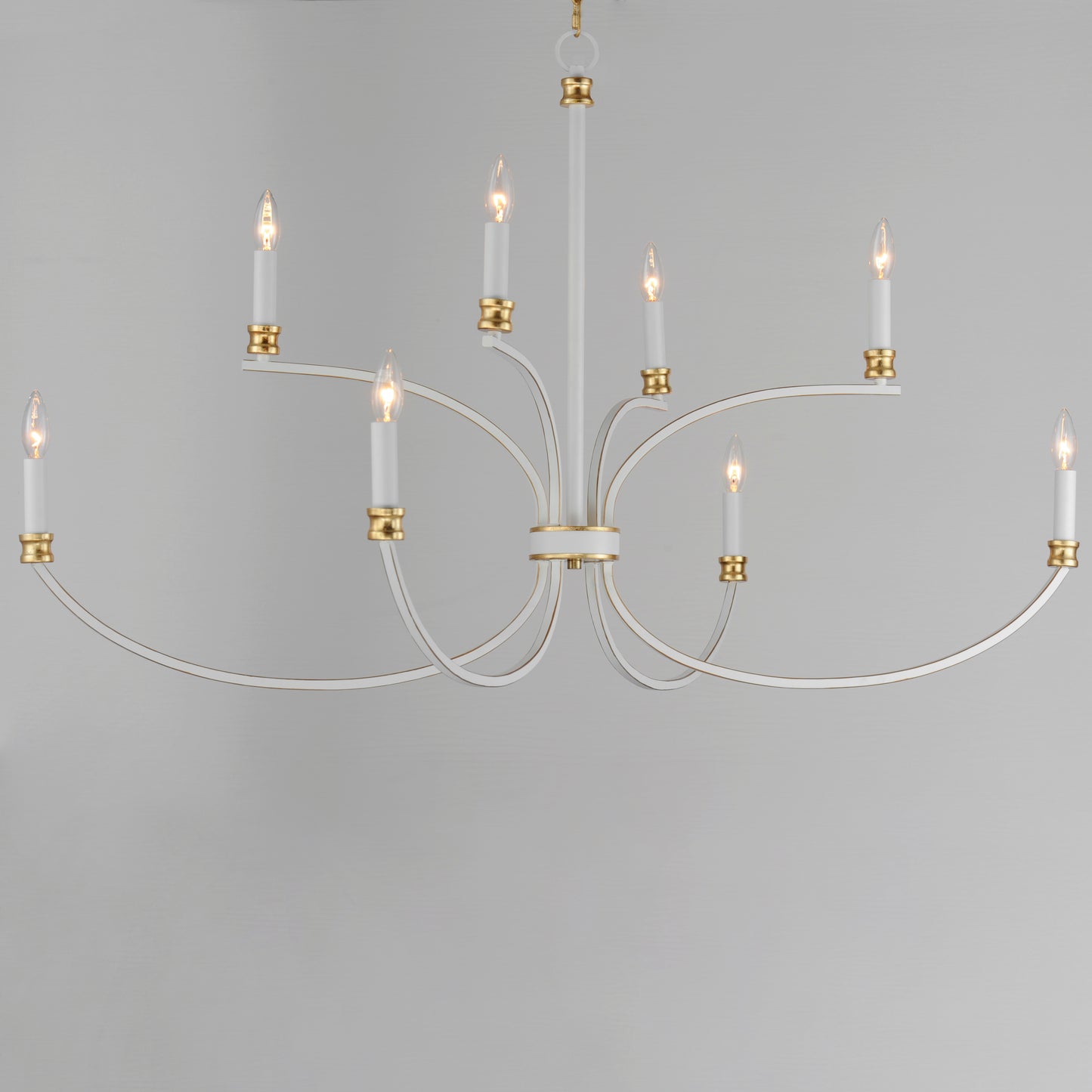 11378WWTGL - 8 Light Charlton 48" Chandelier - Weathered White/Gold Leaf