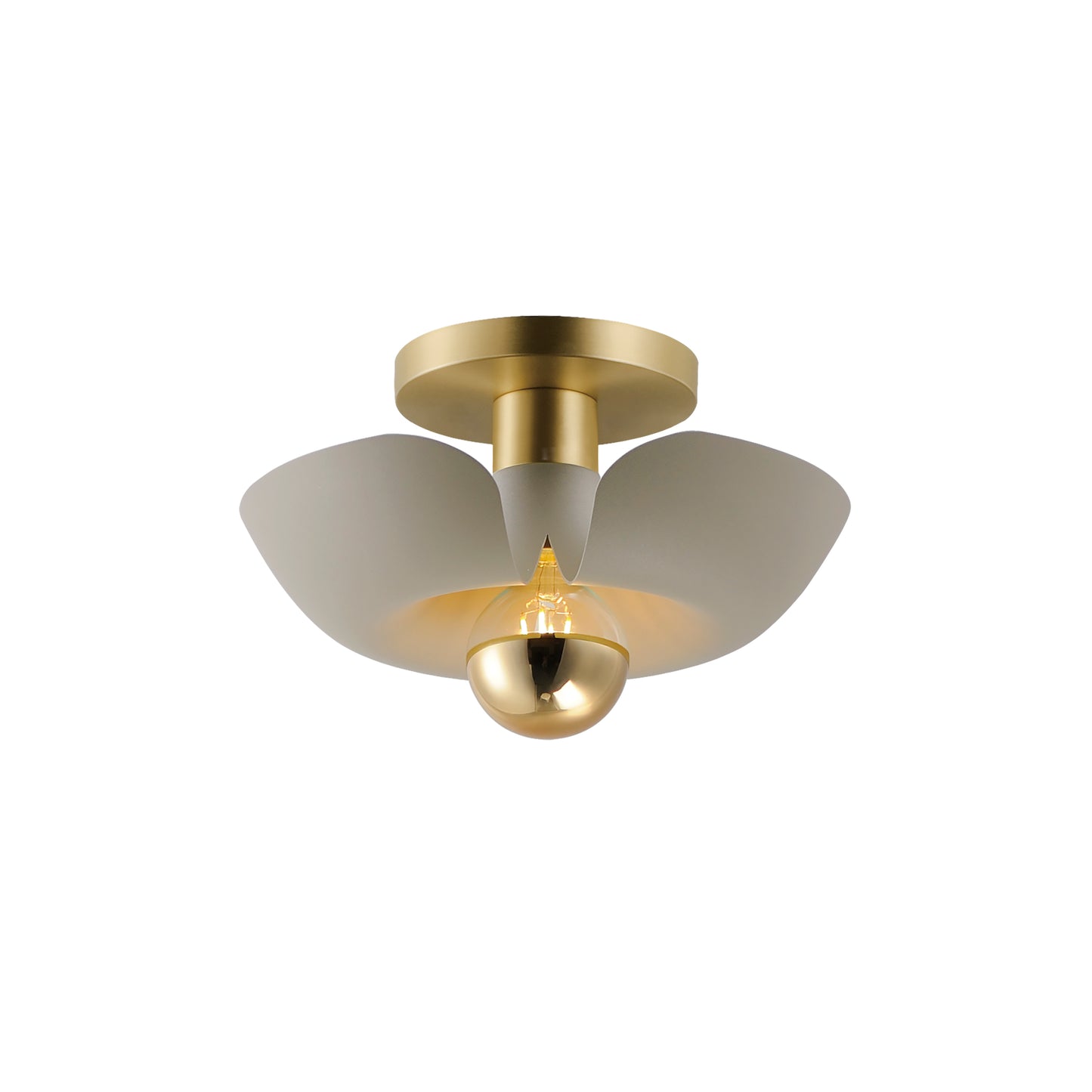 11390SGSBR - Poppy 12" Flush Mount Ceiling Light - Silver Gold / Satin Brass