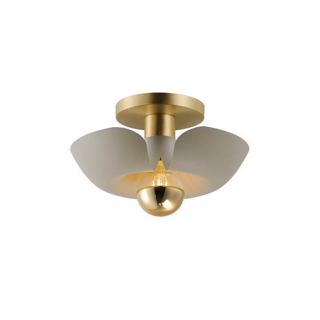 11390SGSBR - Poppy 12" Flush Mount Ceiling Light - Silver Gold / Satin Brass