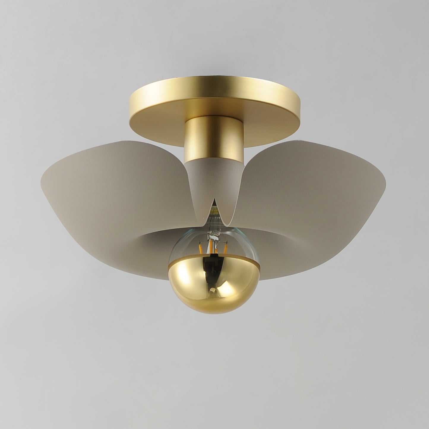 11390SGSBR - Poppy 12" Flush Mount Ceiling Light - Silver Gold / Satin Brass