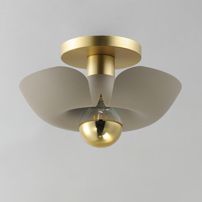 11390SGSBR - Poppy 12" Flush Mount Ceiling Light - Silver Gold / Satin Brass
