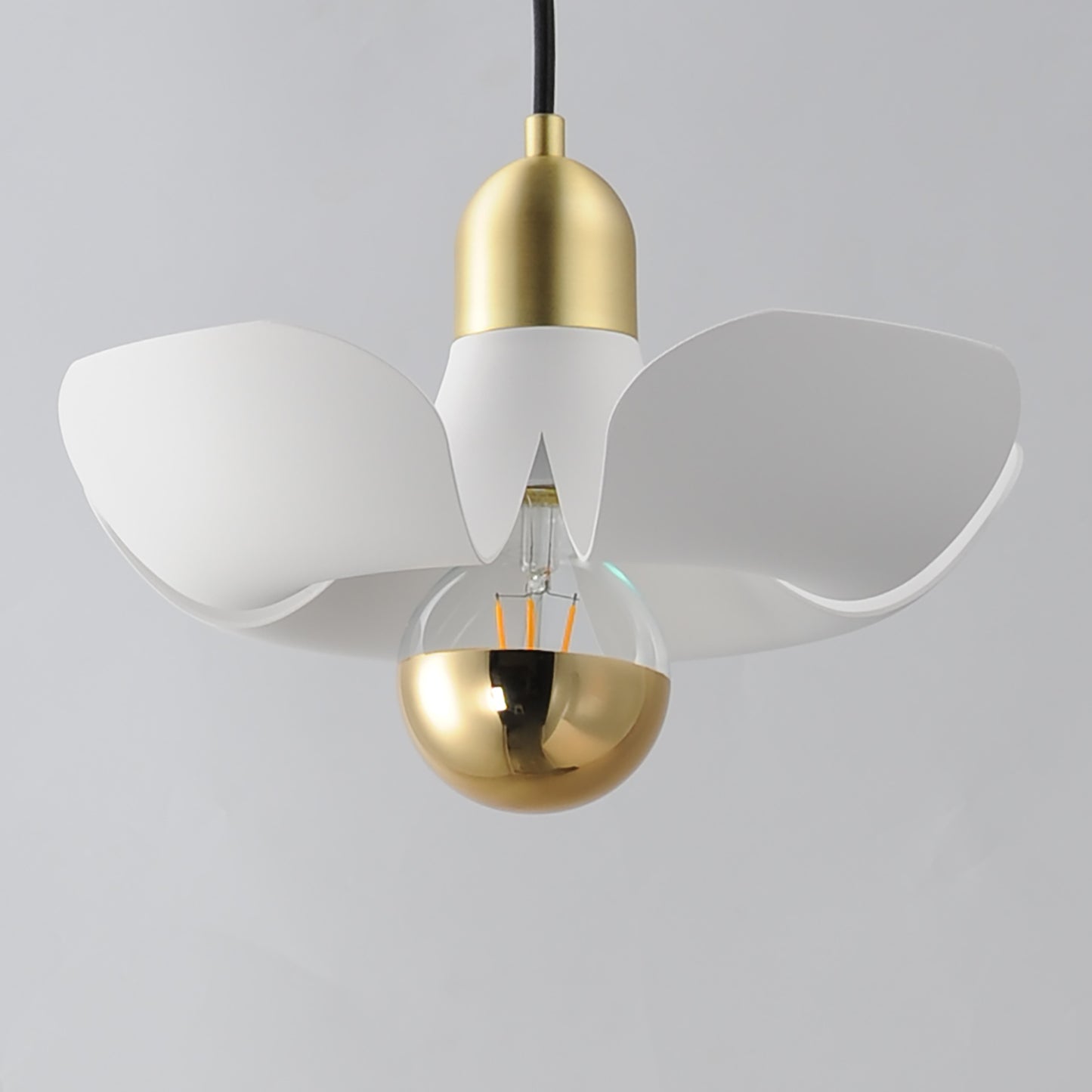 11391WTSBR - 1 Light Poppy 12" Pendant - White/Satin Brass