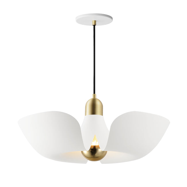 11392WTSBR - 1 Light Poppy 18" Pendant - White/Satin Brass