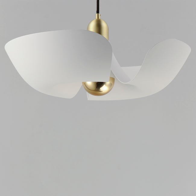 11392WTSBR - 1 Light Poppy 18" Pendant - White/Satin Brass