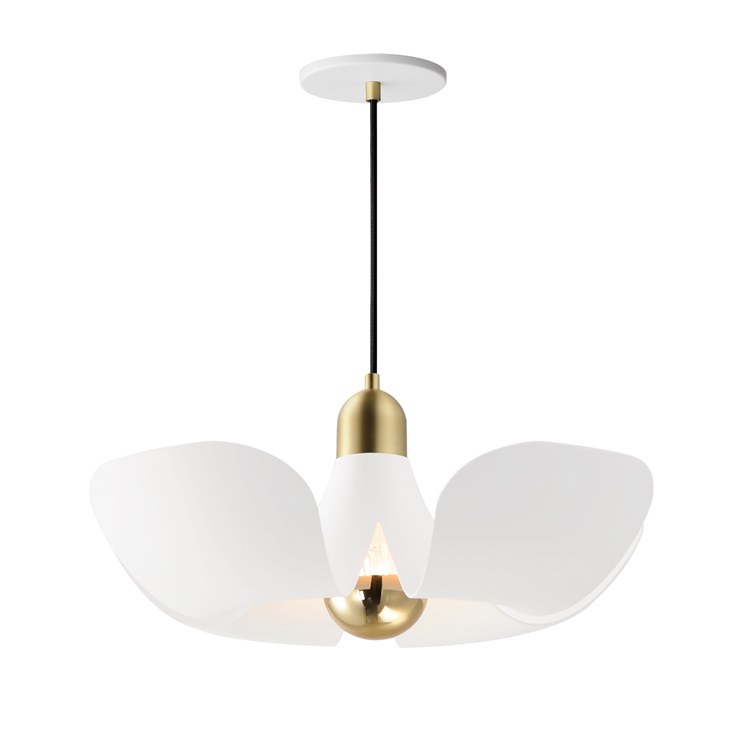 11394WTSBR - 1 Light Poppy 18" Pendant - White/Satin Brass