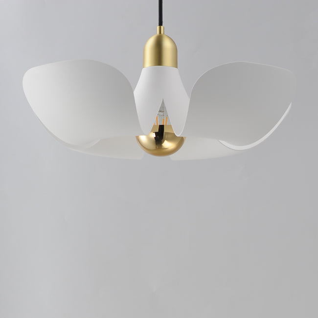11394WTSBR - 1 Light Poppy 18" Pendant - White/Satin Brass