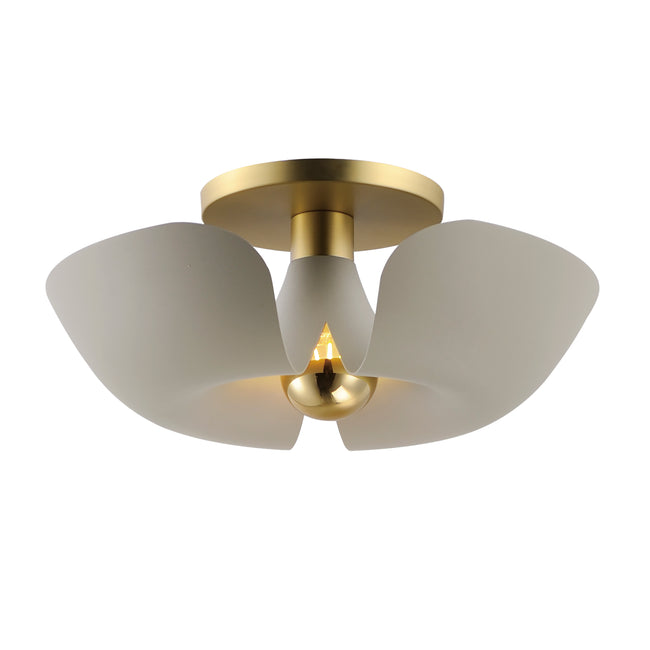 11399SGSBR - Poppy 18" Flush Mount Ceiling Light - Silver Gold / Satin Brass