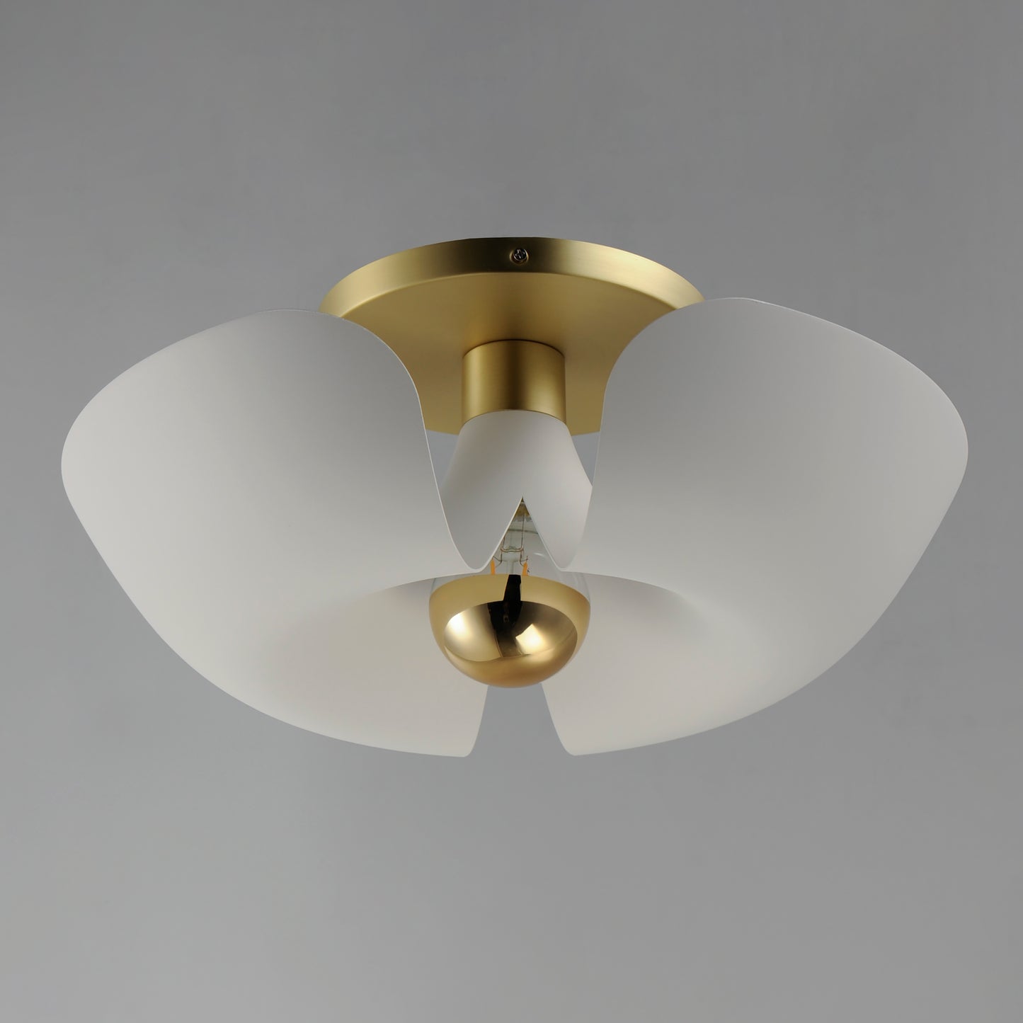 11399WTSBR - Poppy 18" Flush Mount Ceiling Light - White/Satin Brass