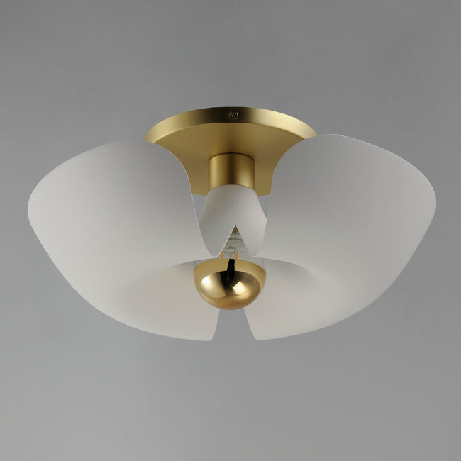 11399WTSBR - Poppy 18" Flush Mount Ceiling Light - White/Satin Brass