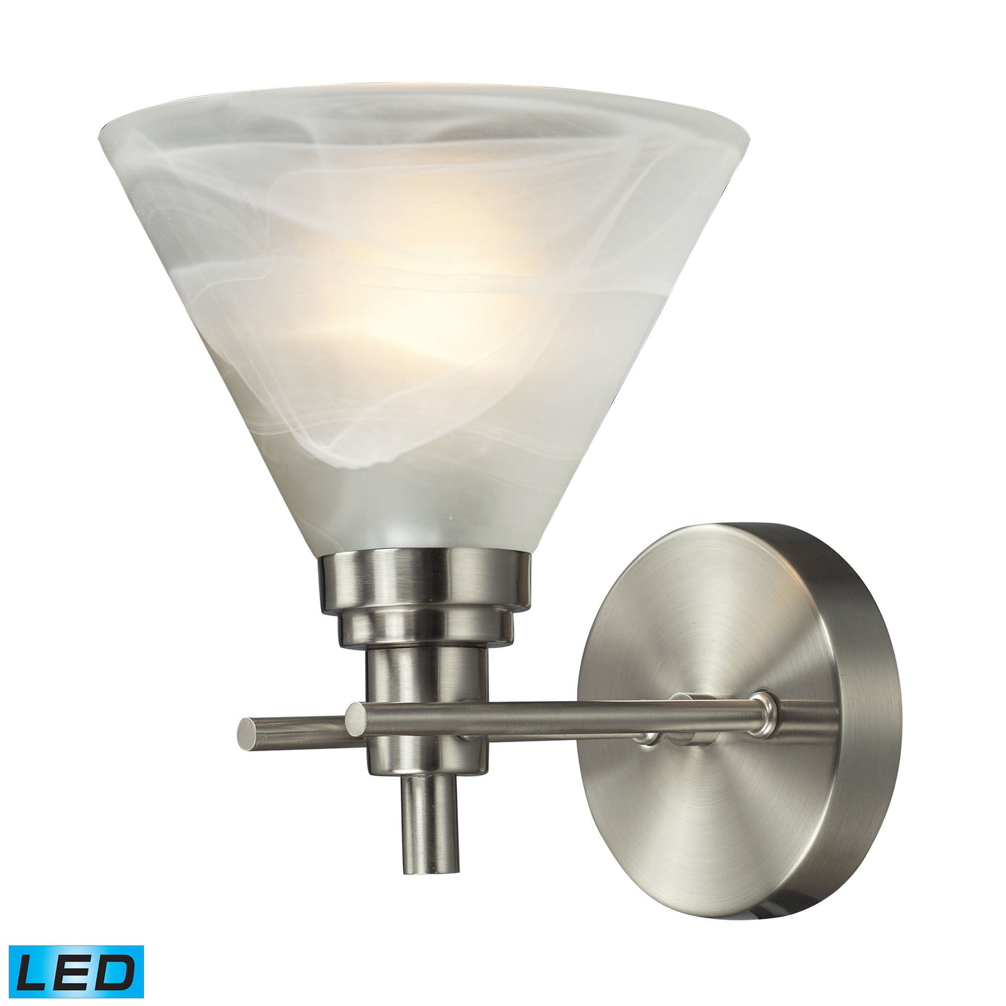 ELK Lighting 11400/1-LED - Pemberton 7" Wide 1-Light Vanity Light in Brushed Nickel with White Marbl