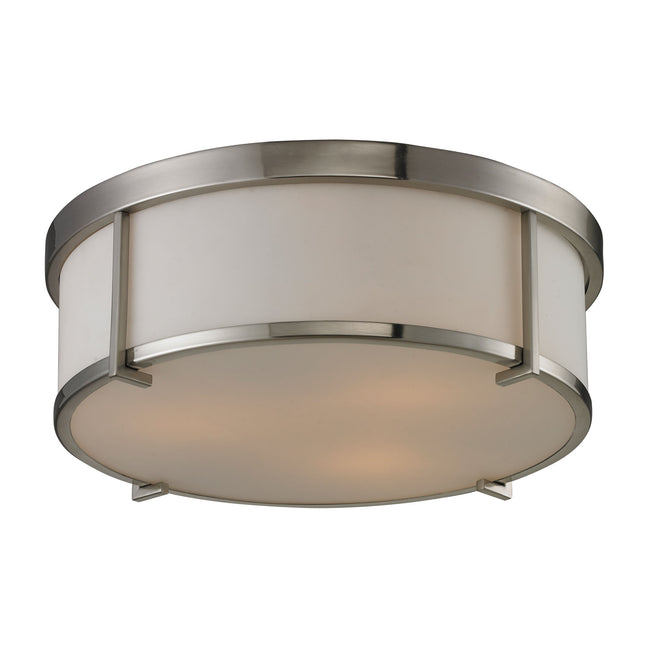 ELK Lighting 11465/3 - Bryant 15" Wide 3-Light Flush Mount in Brushed Nickel with Opal White Glass