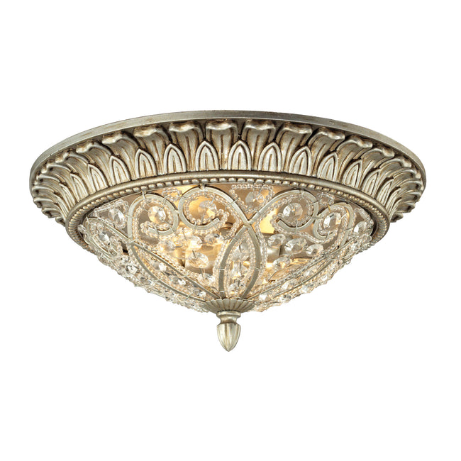 ELK Lighting 11693/2 - Andalusia 13" Wide 2-Light Flush Mount in Aged Silver with Clear Crystal and