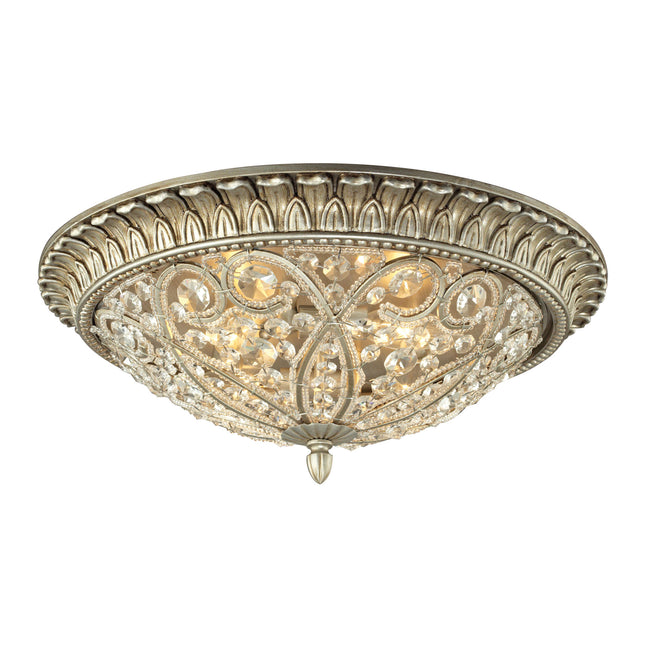 ELK Lighting 11694/4 - Andalusia 17" Wide 4-Light Flush Mount in Aged Silver with Clear Crystal and