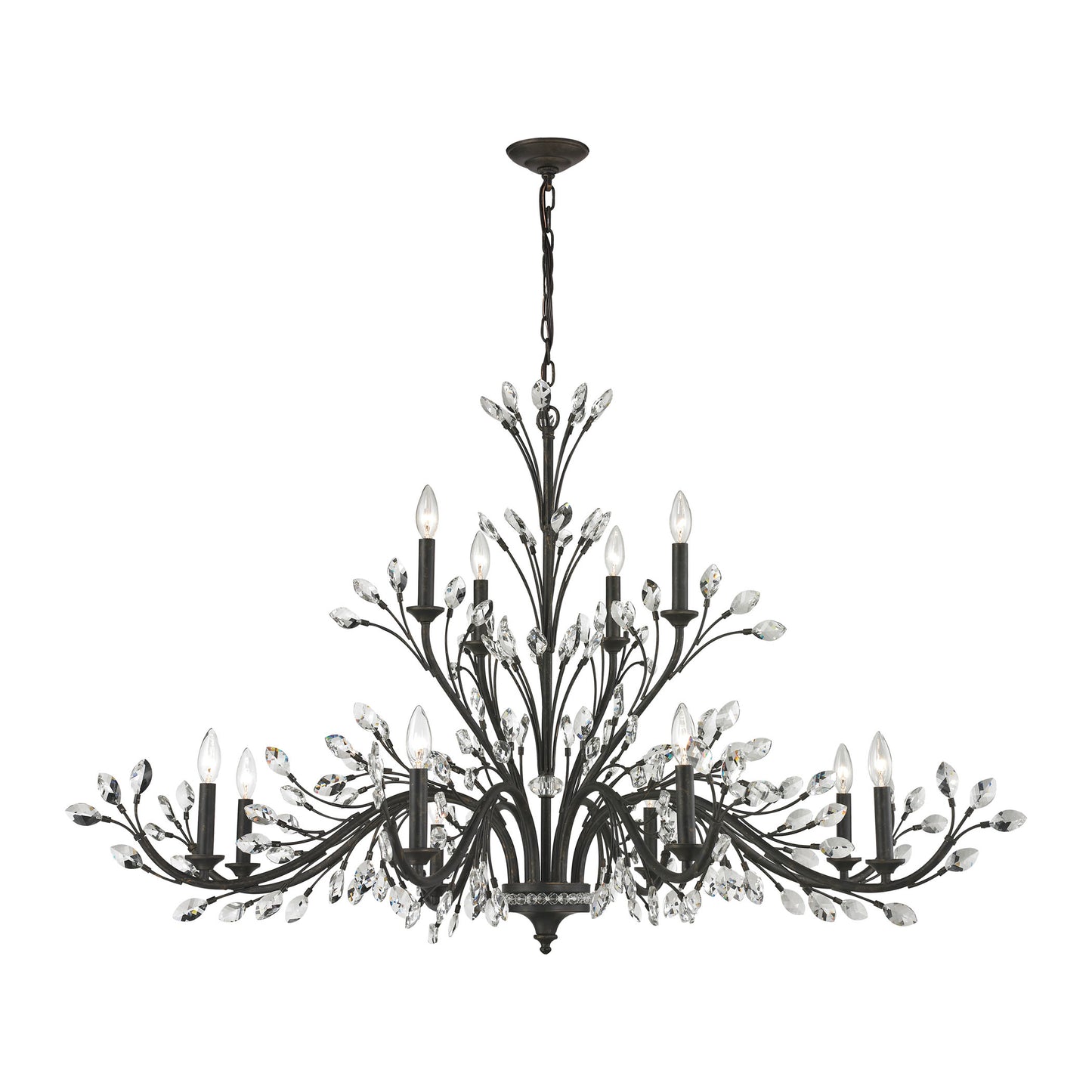 ELK Lighting 11777/8+4 - Crystal Branches 52" Wide 12-Light Chandelier in Burnt Bronze
