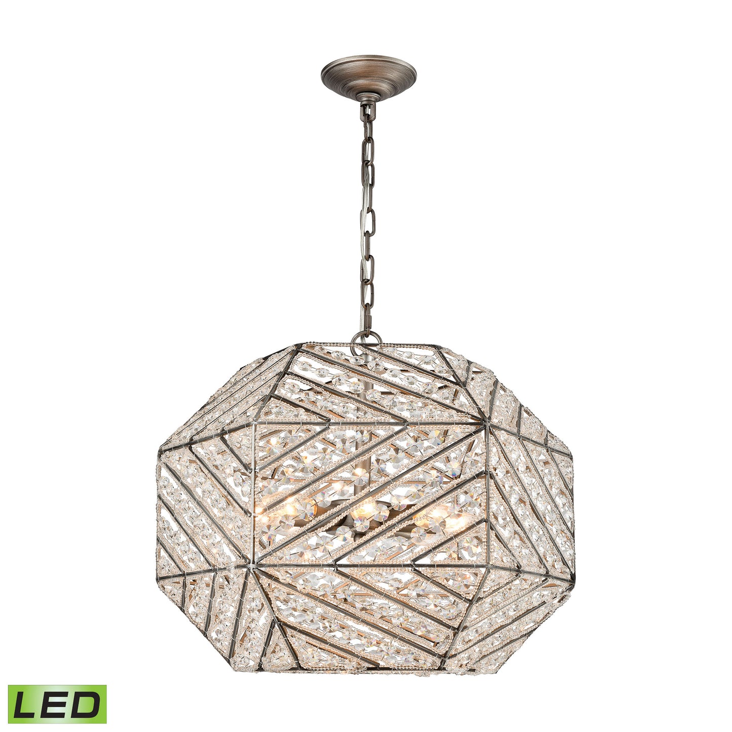 ELK Lighting 11837/8-LED - Constructs 20" Wide 8-Light Chandelier in Weathered Zinc with Clear Cryst