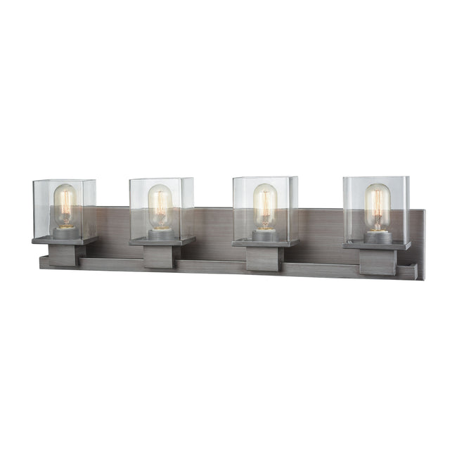 ELK Lighting 11943/4 - Hotelier 30" Wide 4-Light Vanity Sconce in Weathered Zinc with Clear Glass