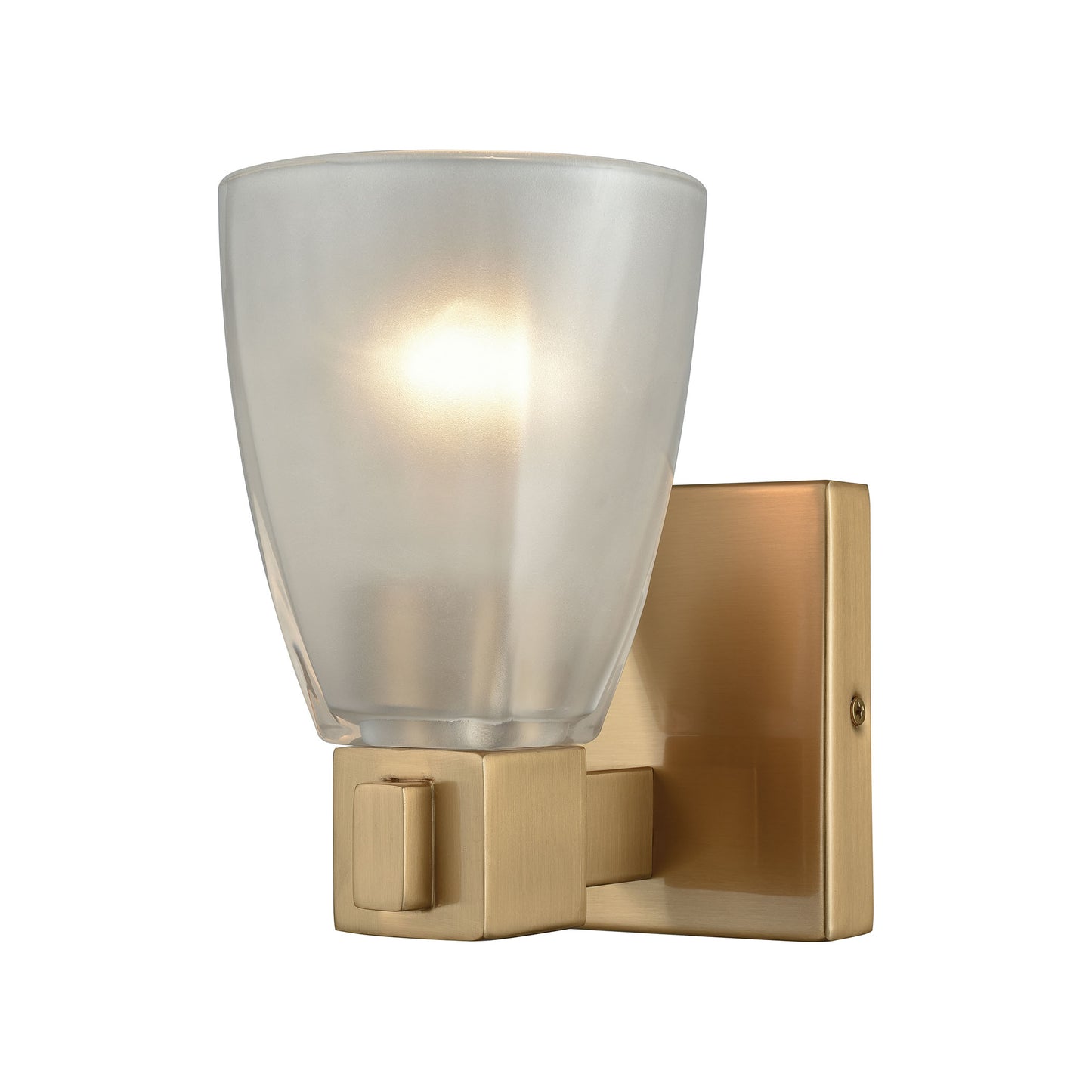 ELK Lighting 11990/1 - Ensley 5" Wide 1-Light Vanity Light in Satin Brass with Square-to-Round Frost