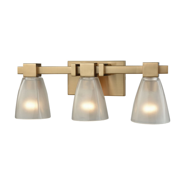 ELK Lighting 11992/3 - Ensley 20" Wide 3-Light Vanity Light in Satin Brass with Square-to-Round Fros