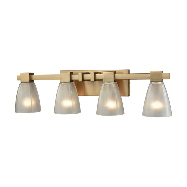 ELK Lighting 11993/4 - Ensley 28" Wide 4-Light Vanity Light in Satin Brass with Square-to-Round Fros
