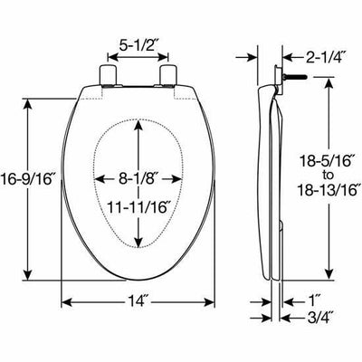 Bemis 1200E4-006 Toilet Seat - Dimensions