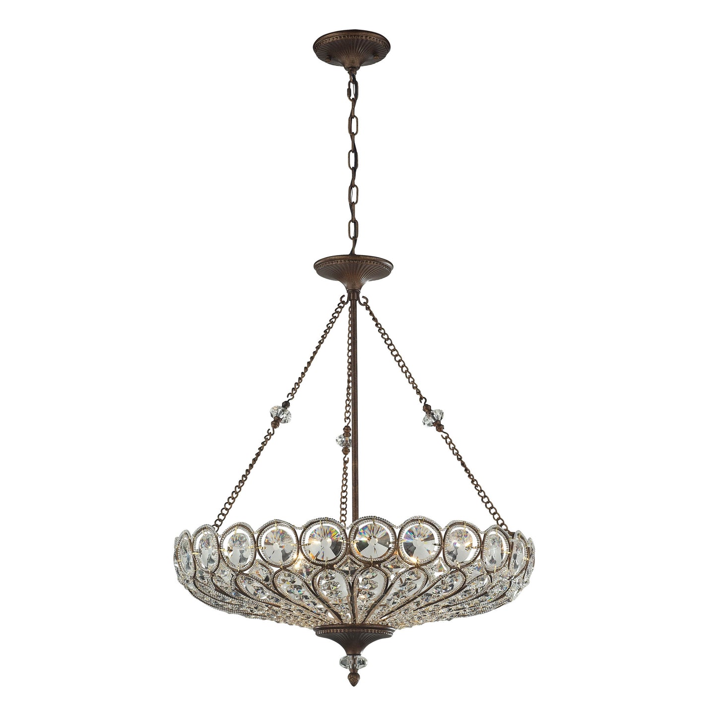 ELK Lighting 12025/6 - Christina 26" Wide 6-Light Convertible Dual Mount in Mocha with Crystal