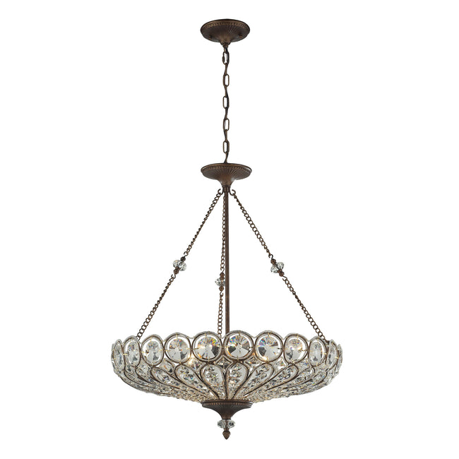 ELK Lighting 12025/6 - Christina 26" Wide 6-Light Convertible Dual Mount in Mocha with Crystal