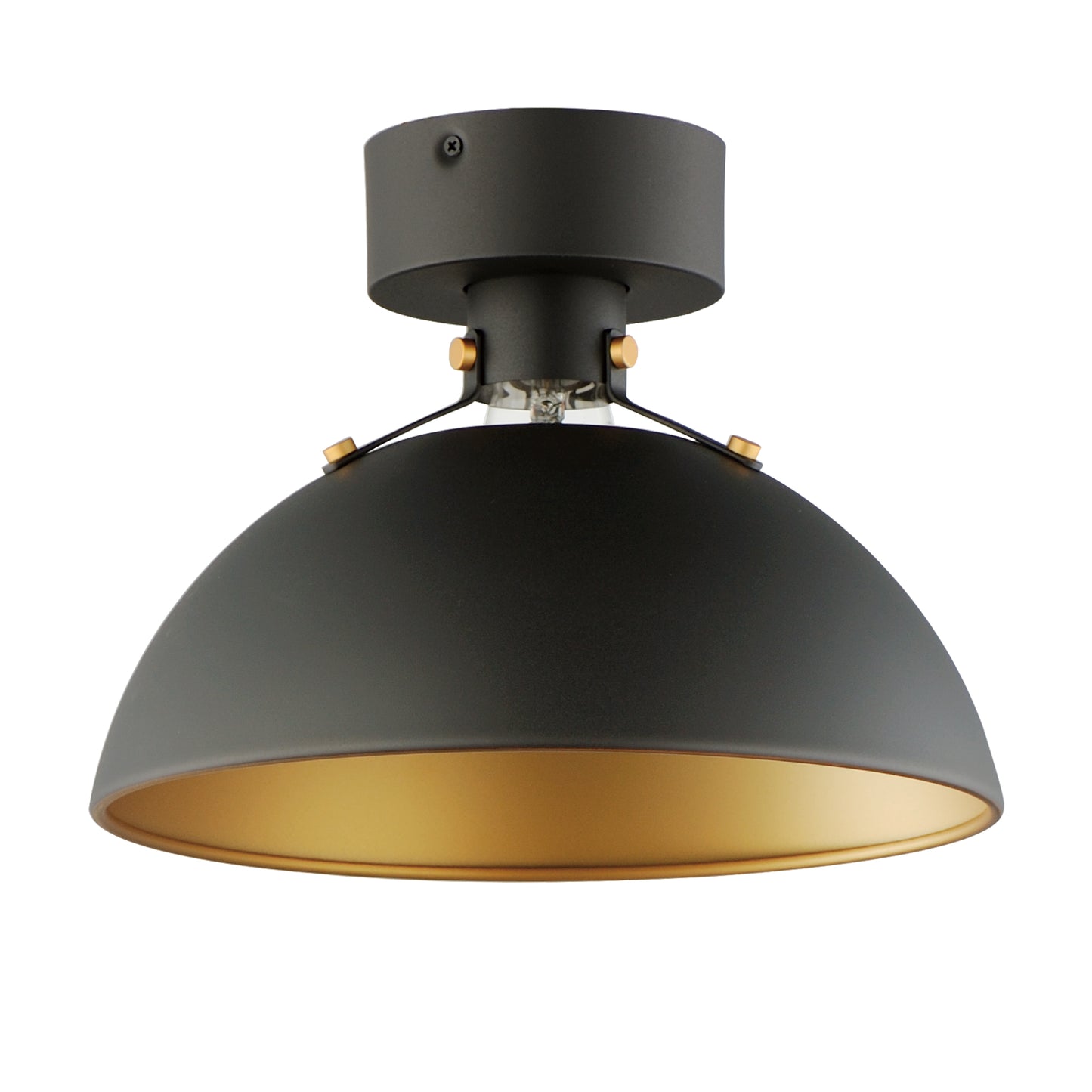 12040ABBK - Dawn 12" Flush Mount Ceiling Light - Antique Brass / Black