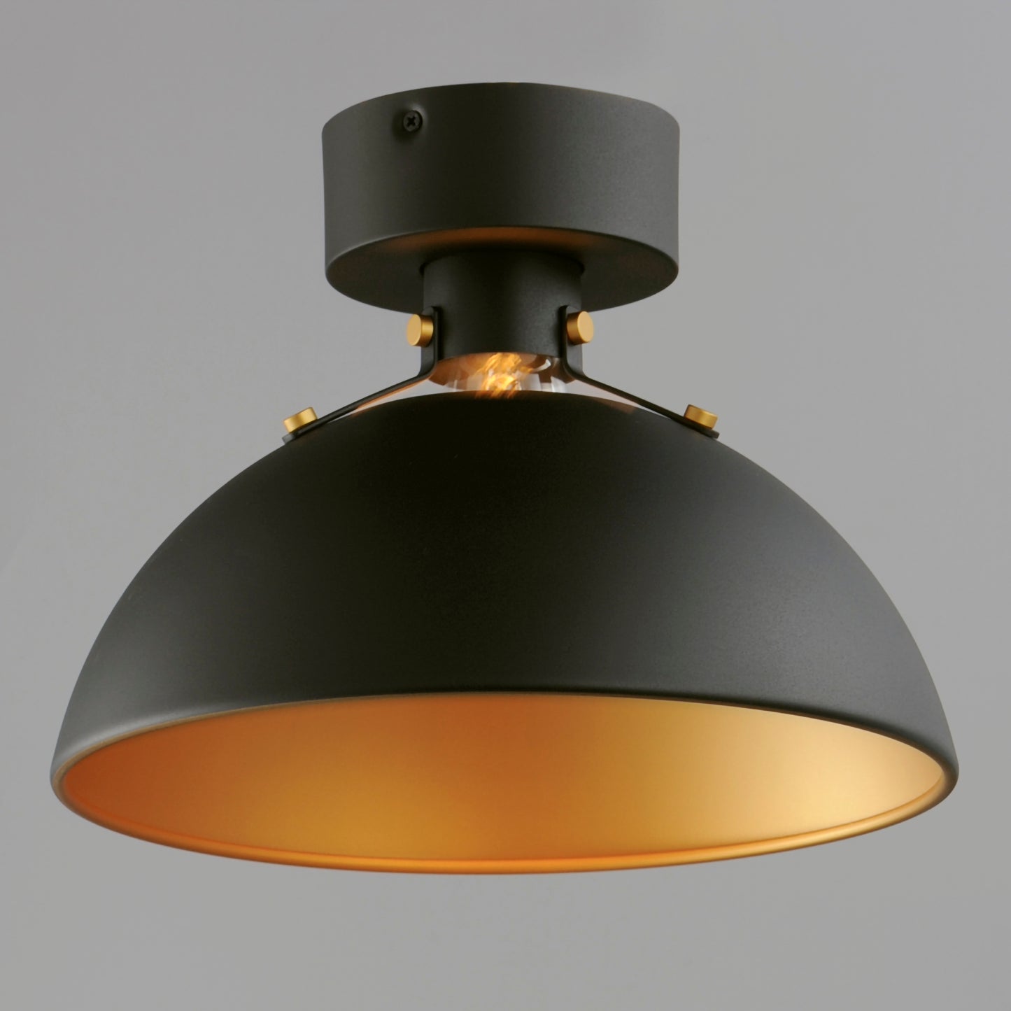 12040ABBK - Dawn 12" Flush Mount Ceiling Light - Antique Brass / Black