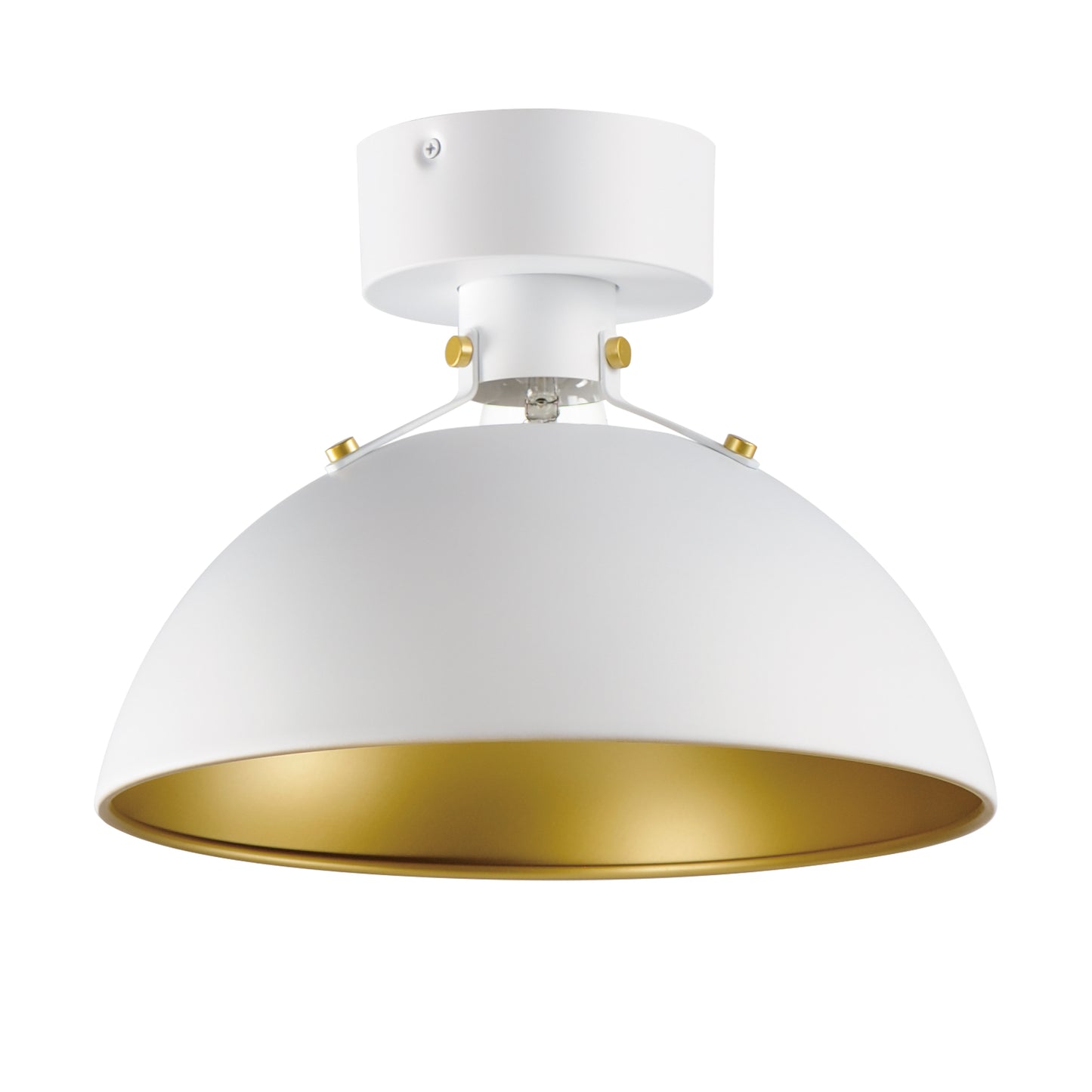 12040WTSBR - Dawn 12" Flush Mount Ceiling Light - White/Satin Brass