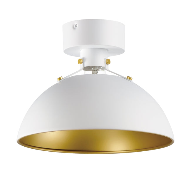 12040WTSBR - Dawn 12" Flush Mount Ceiling Light - White/Satin Brass