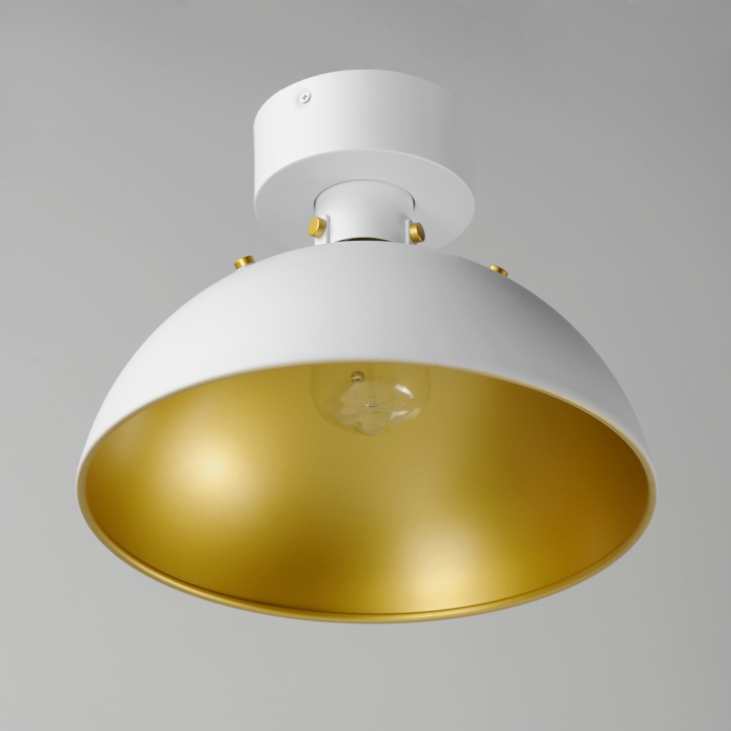 12040WTSBR - Dawn 12" Flush Mount Ceiling Light - White/Satin Brass