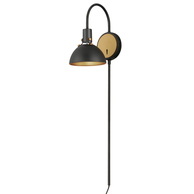 12041ABBK - 1 Light Dawn 7" Wall Sconce - Antique Brass / Black