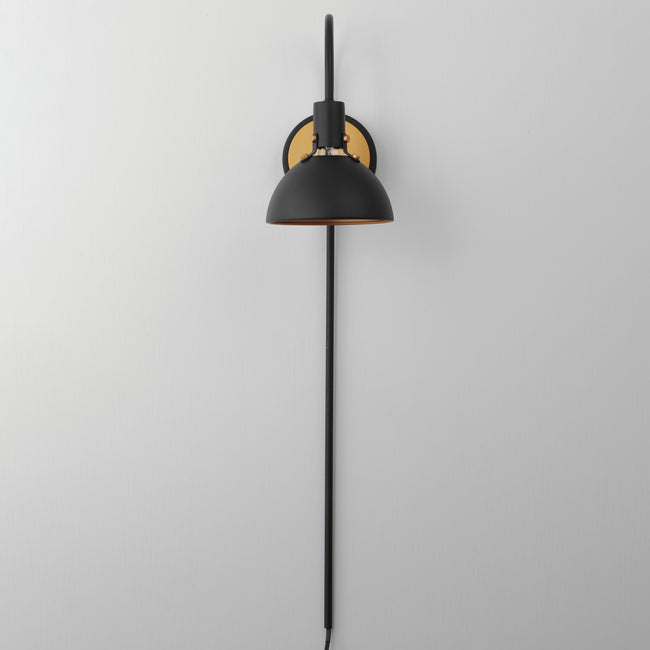 12041ABBK - 1 Light Dawn 7" Wall Sconce - Antique Brass / Black
