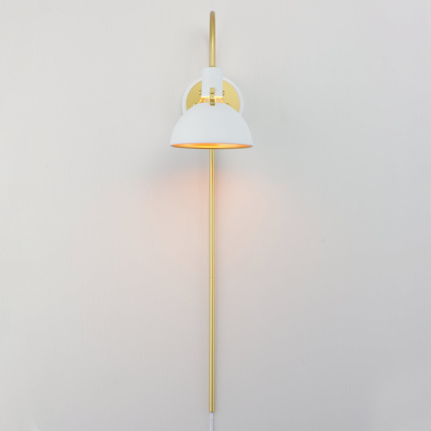 12041WTSBR - 1 Light Dawn 7" Wall Sconce - White/Satin Brass