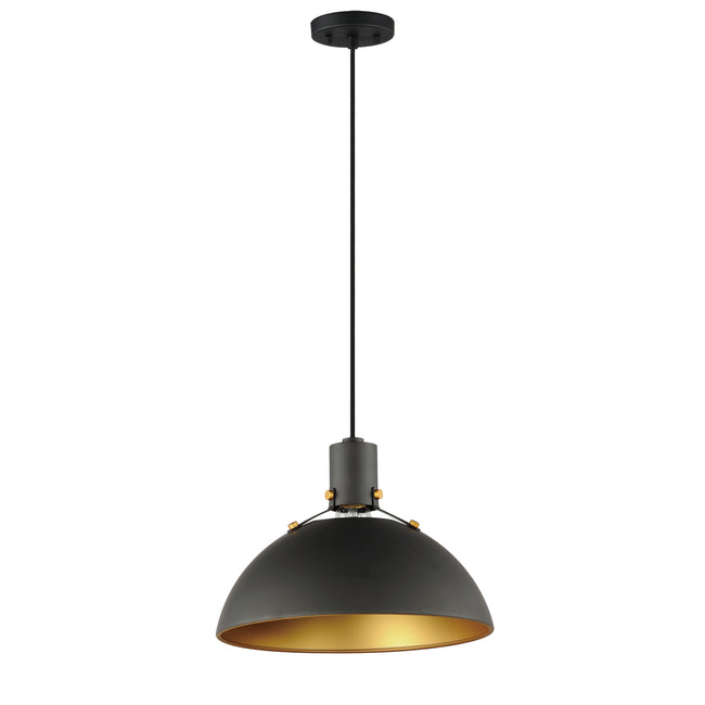12042ABBK - 1 Light Dawn 12" Pendant - Antique Brass / Black