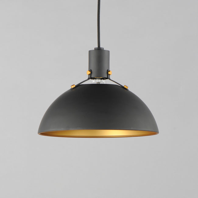 12042ABBK - 1 Light Dawn 12" Pendant - Antique Brass / Black