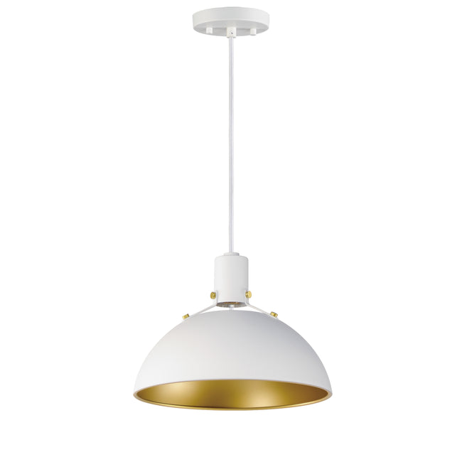 12042WTSBR - 1 Light Dawn 12" Pendant - White/Satin Brass