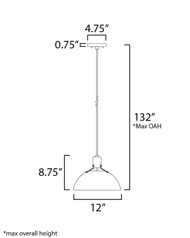 12042SN - 1 Light Dawn 12" Pendant - Satin Nickel