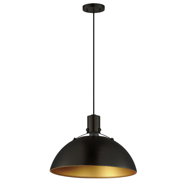 12045ABBK - 1 Light Dawn 15" Pendant - Antique Brass / Black