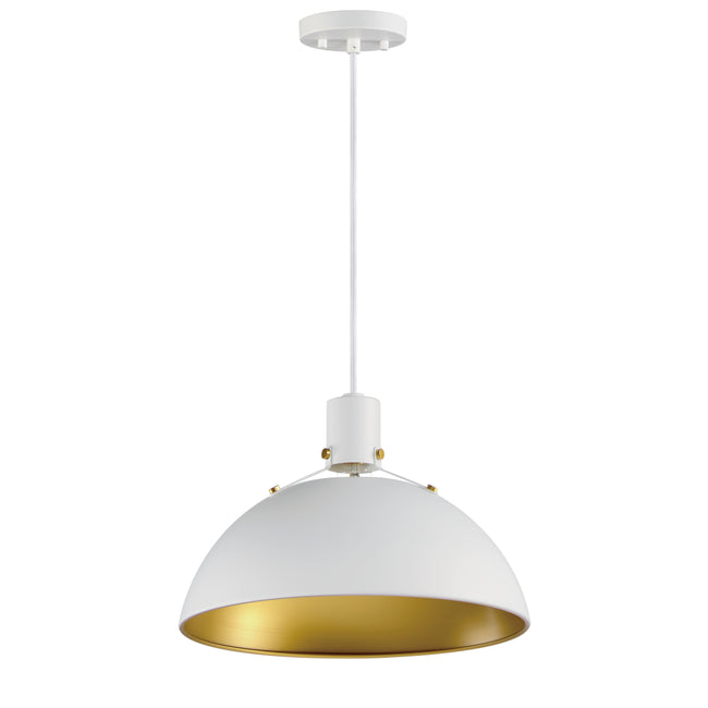 12045WTSBR - 1 Light Dawn 15" Pendant - White/Satin Brass