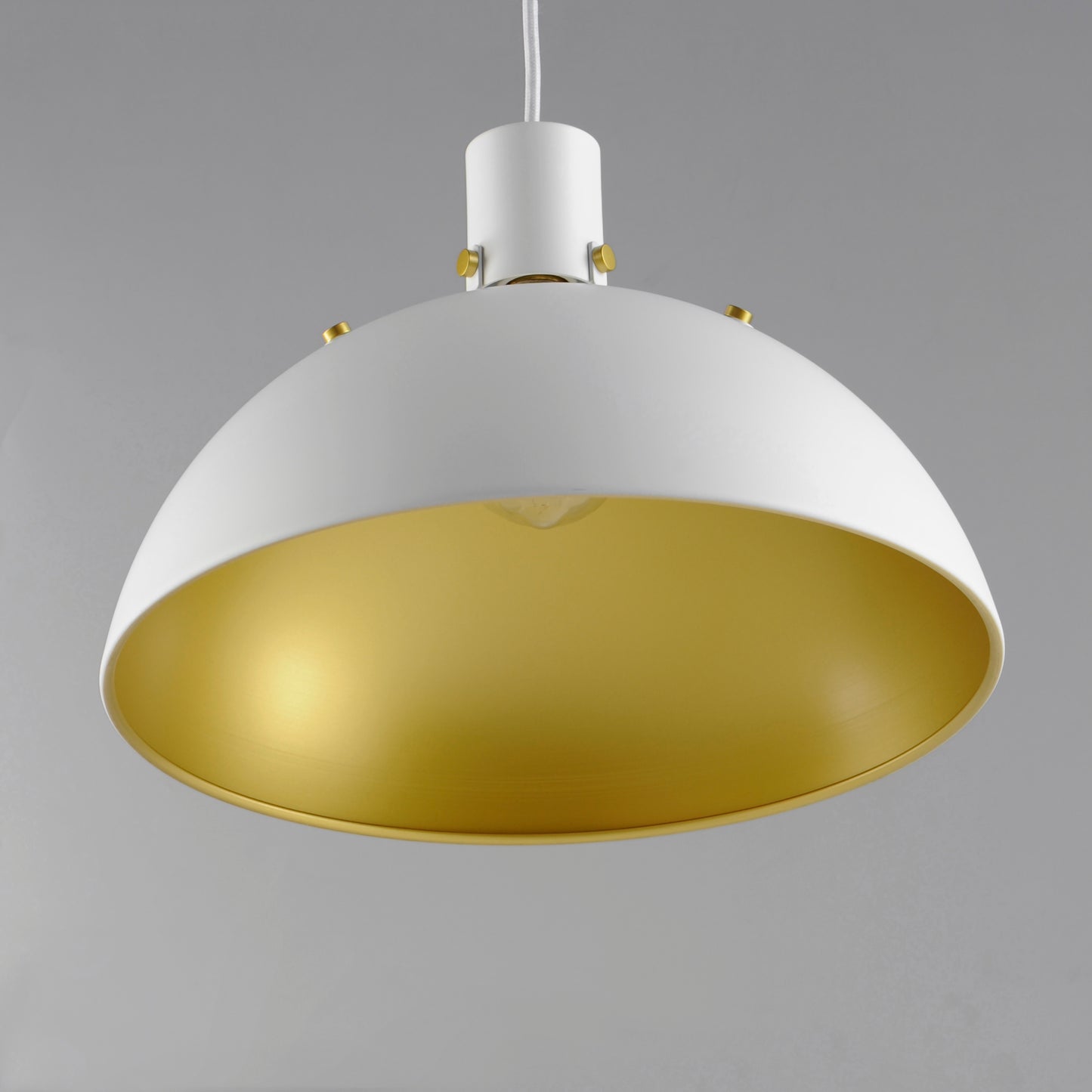 12045WTSBR - 1 Light Dawn 15" Pendant - White/Satin Brass